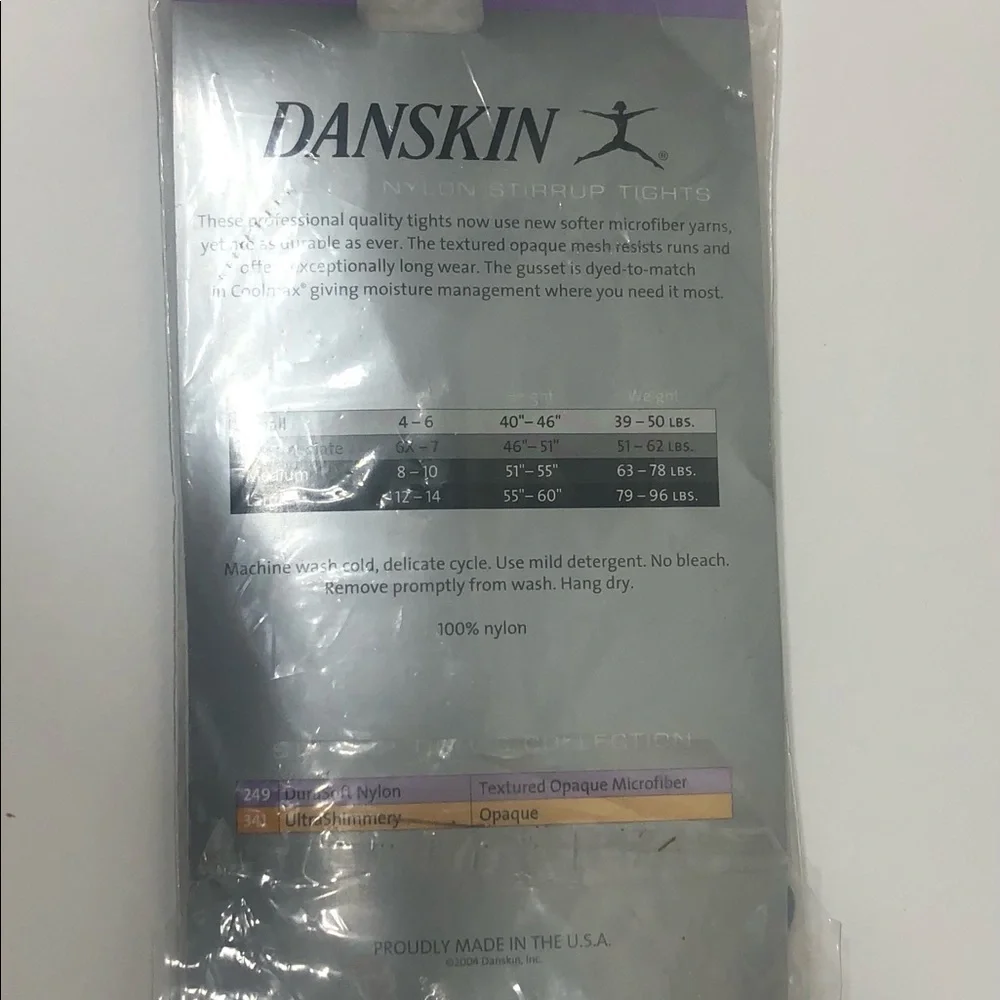 Danskin Girls Stirrup Tights Brand New